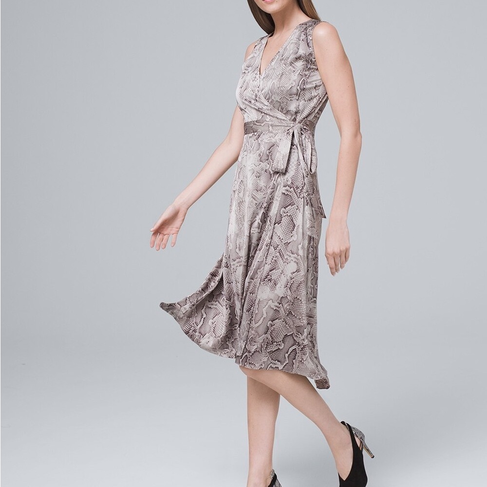 White House Black Market Snake Print High-Low Wrap
Dress NWT